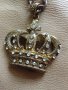 Медальон, бронз, на верижка от месинг.С форма на скиптър.Инкрустиран с 24 "камъчета"., снимка 2