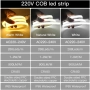 COB LED лента XUNATA 220V, 2 м, 288 LED/m, IP65, студена светлина 4000K, снимка 3