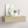 vidaXL Стенен рафт с чекмедже, дъб, 40x23,5x10 см, МДФ, снимка 2