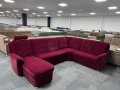 Червен ъглов диван от плат с ф-я сън и ел.лежанка "SC Classic", снимка 1
