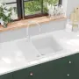 vidaXL Гранитна кухненска мивка с едно корито, бяла, снимка 2