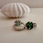 S925 Сребърни обеци с камък ( зелен цирконий ) детелина, снимка 2