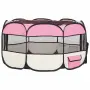 vidaXL Сгъваема кучешка кошара с чанта за носене розова 125x125x61 см, снимка 4