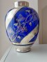 Огромна кристална кобалтова ваза със сребърен варак/сребро сребърна/, снимка 6