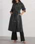 Дамско дънково памучно едноцветно свободно манто с дълги ръкави, копчета и двойни джобове, 2цвята , снимка 4