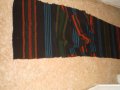 Примитивен ръчно тъкан вълнен килим Червени зелени ивици България , снимка 2