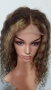 Афро къдрава естествена перука, кафява с руси кичури, 55 см, Lace 4х4, снимка 8