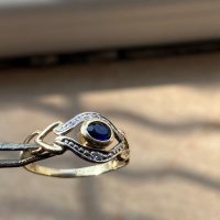 златен пръстен със сапфир, снимка 2 - Пръстени - 44492450
