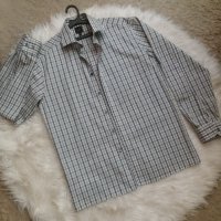 Мъжка риза в ситно сиво-бяло каре , снимка 1 - Ризи - 41813319
