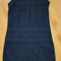 Тъмно синя рокля памук/лен , снимка 1 - Рокли - 33470889