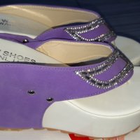 Дамски лилави чехли на висока платформа, снимка 9 - Чехли - 34174883