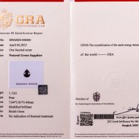 Син сапфир 1.12ct VS нетретиран GRA сертификат капковидна шлифовка, снимка 2 - Други - 42127371