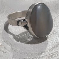 Стар масивен сребърен пръстен с камък Ахат , снимка 1 - Пръстени - 44297230