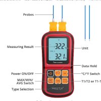 Proster PST095 двойно канален термометър уред за отчитана на температура Професионален, снимка 2 - Друга електроника - 41553103