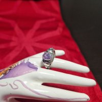 Уникален сребърен пръстен с аметист- 2.83 грама - проба 925, снимка 2 - Антикварни и старинни предмети - 40800846