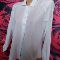Полупрозрачна бяла риза с подплънки ХЛ, снимка 3 - Ризи - 38913227