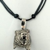 Сребърен медальон Мечка тотем за здраве и храброст, снимка 1 - Колиета, медальони, синджири - 41983694