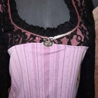 Комплект от дантела-пола и блузка в розово, снимка 1 - Рокли - 35842241