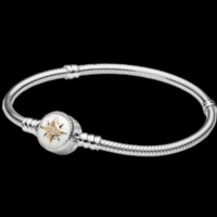 Сребърна гривна Пандора,змийска плетка,"Shining star",17 см/нова, снимка 1 - Колиета, медальони, синджири - 44549116
