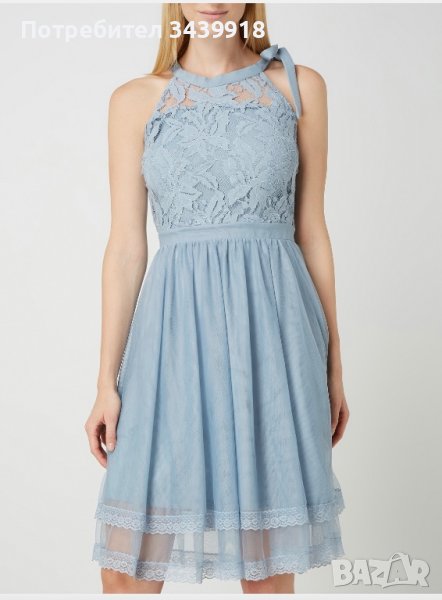 Светло синя рокля до коленете , снимка 1