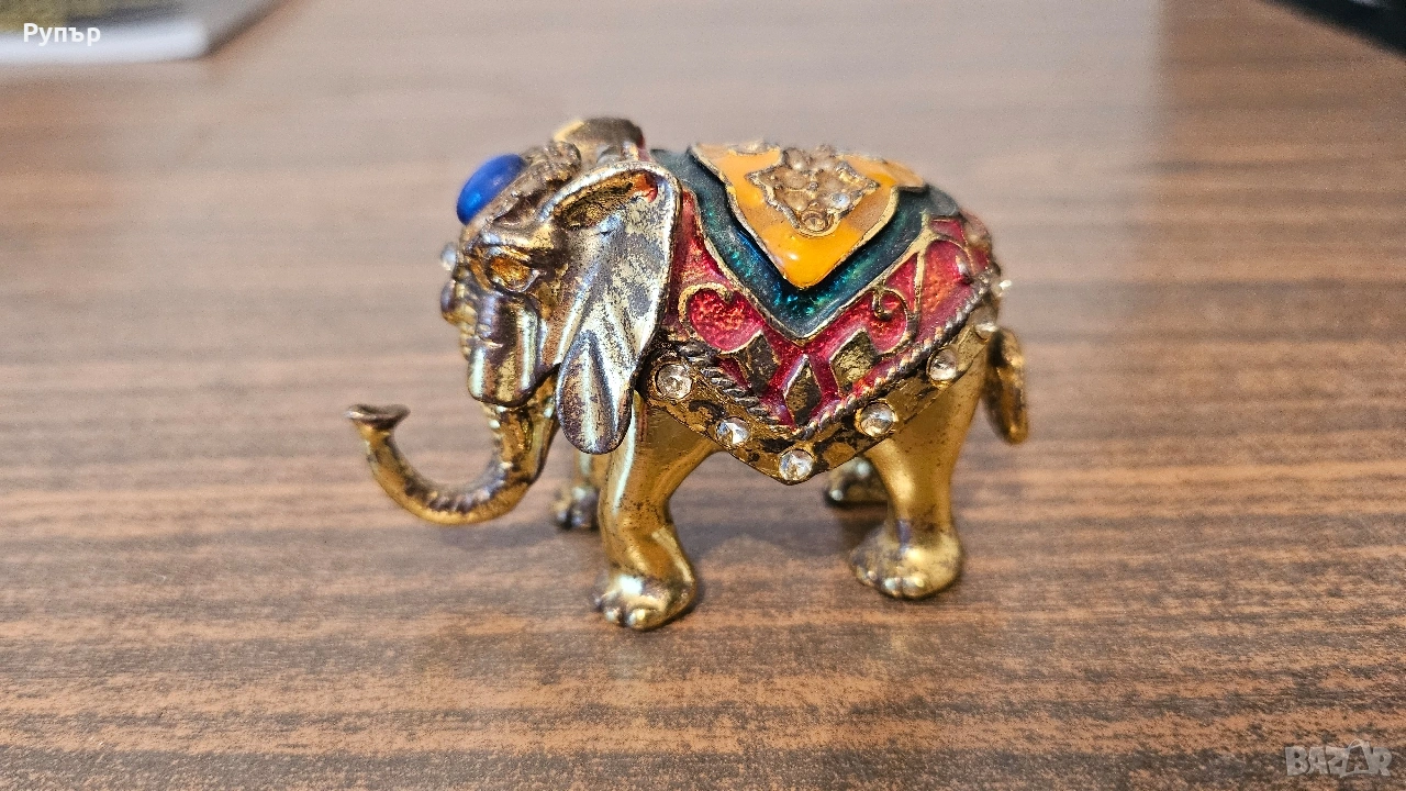 Бронзово слонче с емайли, снимка 1