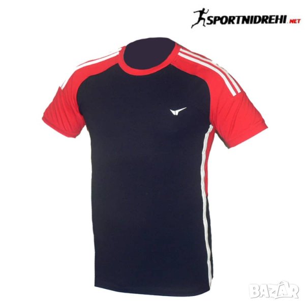 Мъжка спортна тениска REDICS 230042, черна с червено, памук и ликра, снимка 1
