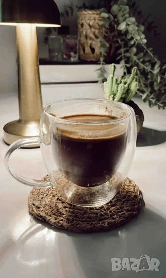 Стъклена чаша за кафе с двойно дъно 200ml, снимка 1
