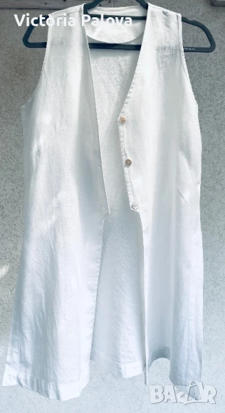 Бял ленен елек, снимка 1