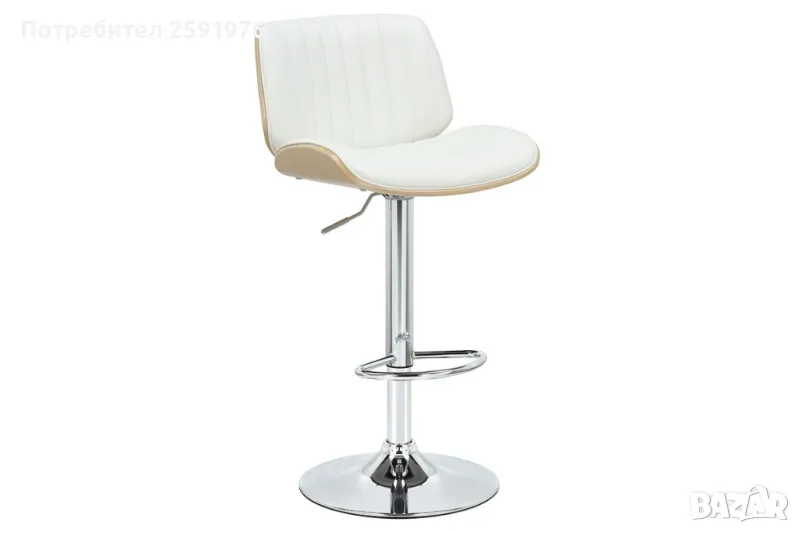 Бар стол Fern с регулируема височина, PU в бял цвят. BESTSELLER!, снимка 1