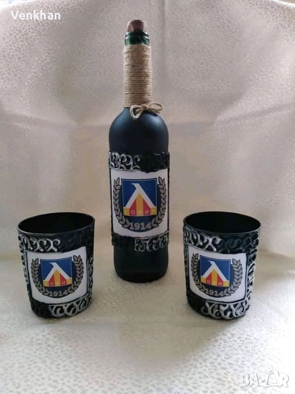 Комплект 2бр. чаши и шише на ПФК Левски, снимка 1