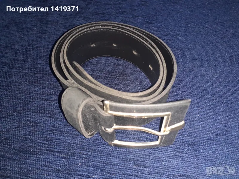 Красив черен кожен дамски колан с дължина 97 см, снимка 1
