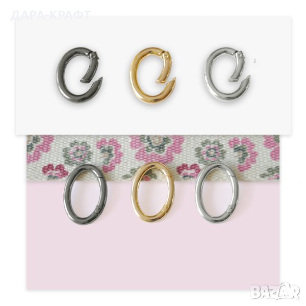 Отваряема халка за чанти - Овална карабинка - 25мм, 31мм, 2бр, снимка 1