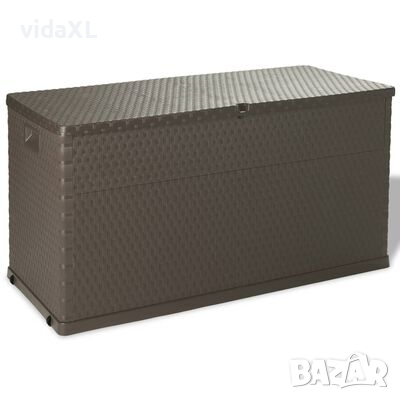 vidaXL Градински сандък за съхранение, кафяв, 120x56x63 см, PP ратан（SKU:43710, снимка 1