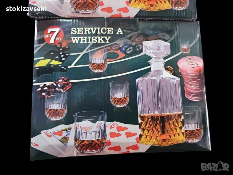 Комплект от стъклена гарафа с 6 броя чаши , снимка 1