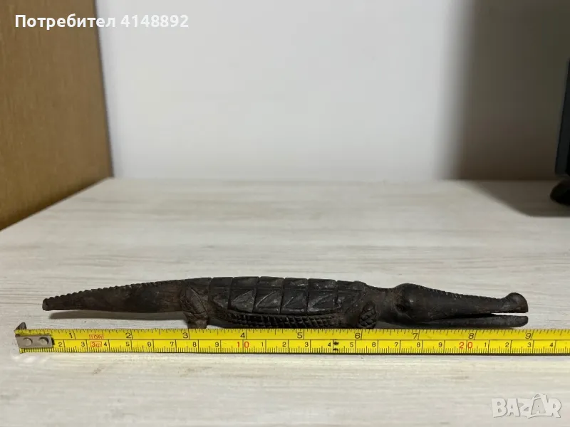 Дървен резбован африкански крокодил, снимка 1
