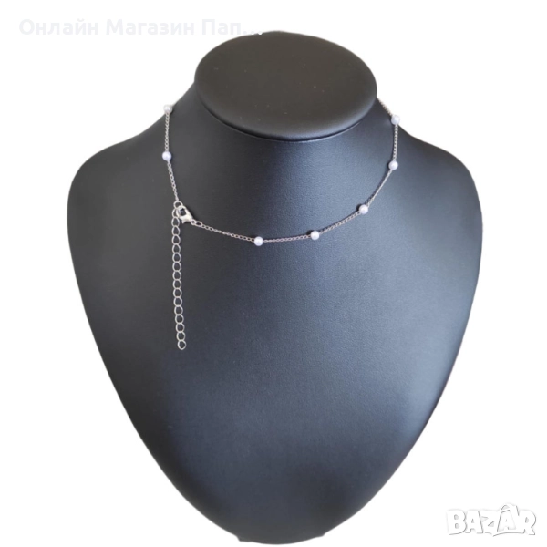 Синджирче с изкуствени перли – цинкова сплав, снимка 1