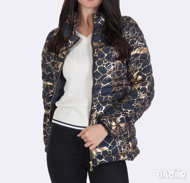 Тъмносиньо зимно дамско яке със златисто марка Giorgio di Mare - S, снимка 1