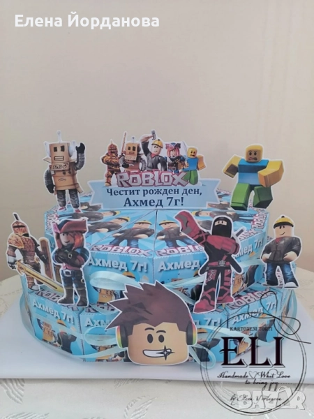 Картонена торта Roblox, снимка 1