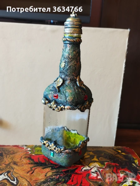 декоративно ,ръчно рисувано шише, снимка 1