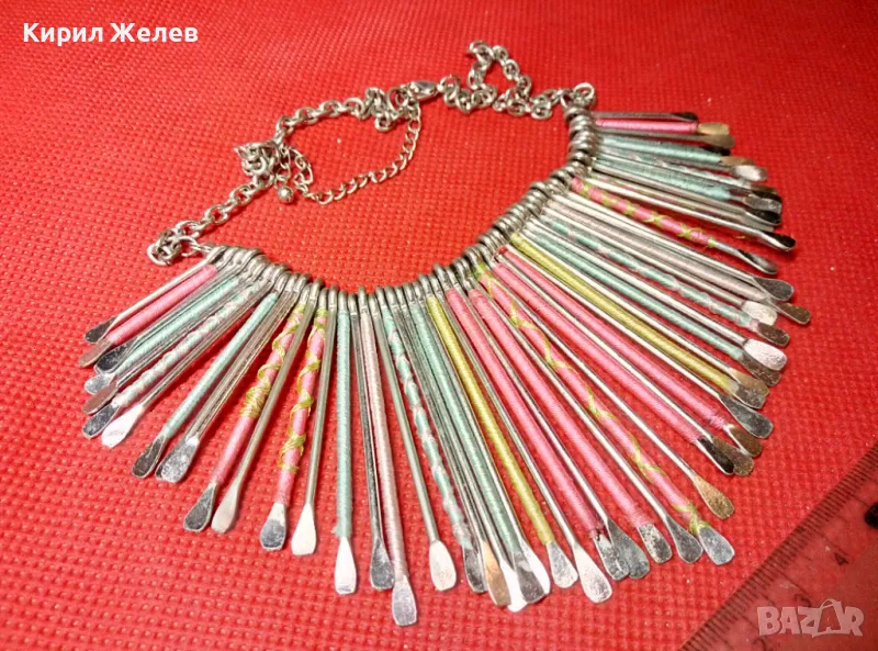 СТИЛНА ВИНТИДЖ АРТ СТИЛ СРЕБРИСТА ЦВЕТНА ОГЪРЛИЦА 47412, снимка 1