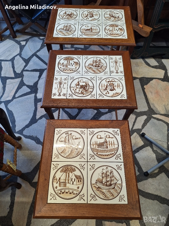 К - т три помощни масички с плочки , снимка 1