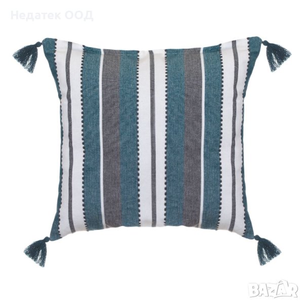 Декоративна  възглавница Ecru Petrol Tassels, 40x40см, Многоцветна, снимка 1