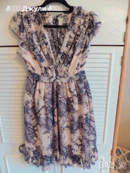 Копринена рокля в змийски принт, снимка 1