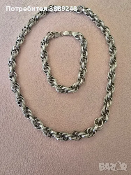 Сребърно колие и гривна 925, снимка 1