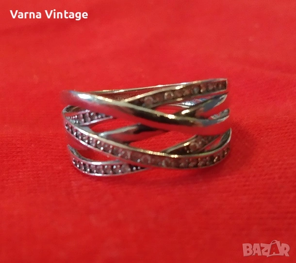 Дамски сребърен пръстен с камъни. 925. 3,8 гр. , снимка 1
