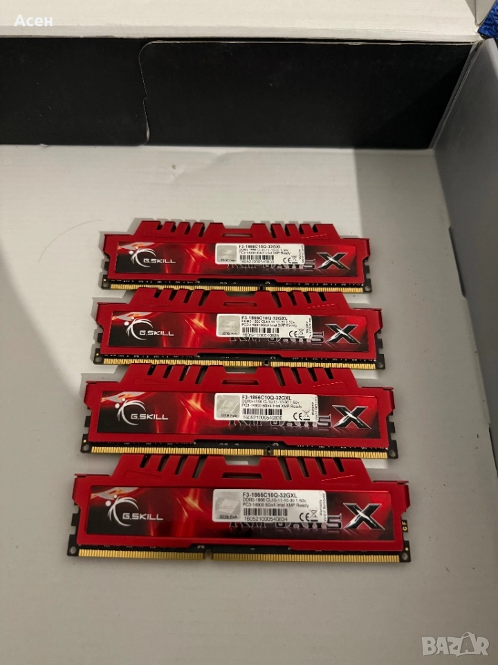 рам паметG.SKILL Ripjaws X Series 32GB (4 x 8GB) DDR3 1866 (PC3 14900) Desktop Memory Model F3-1866C, снимка 1