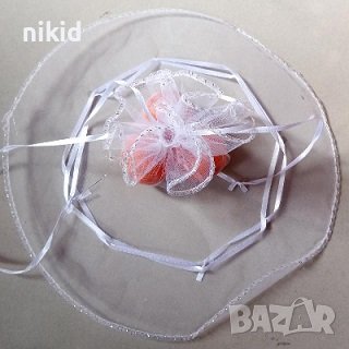 кръгли бели торбички торбичка от органза органзени тюл за подаръци подаръчета подаръчна торбичка, снимка 1