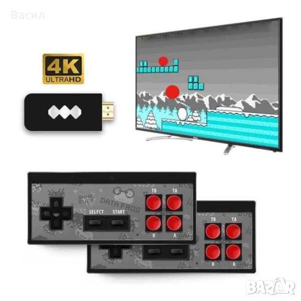 HDMI Ретро TV конзола 4K с 621 игри - безжична, снимка 1