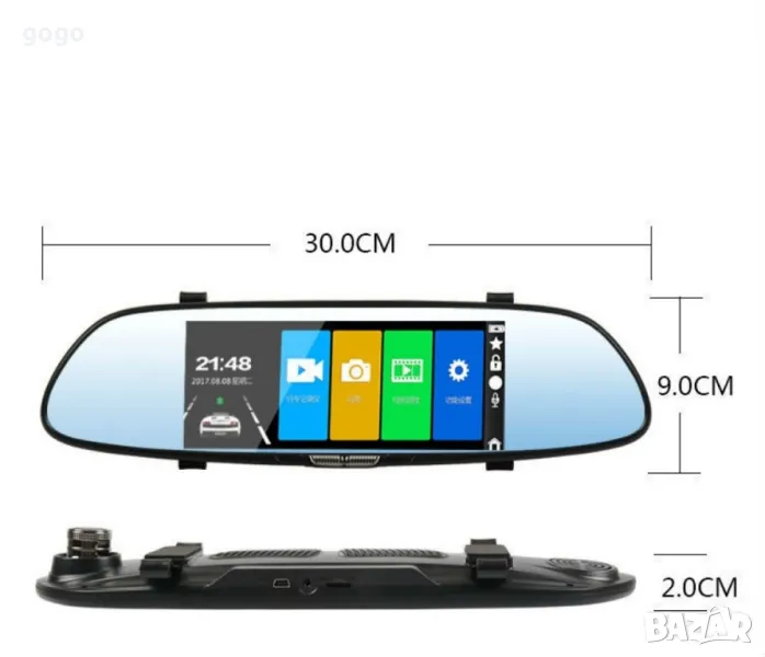 Видеорегистратор-огледало с камера за задно виждане , снимка 1
