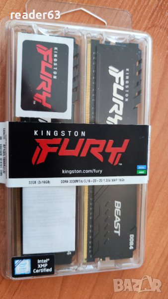 Продавам кит 2 х 16GB DDR4 3200 Kingston Fury Beast CL16, снимка 1